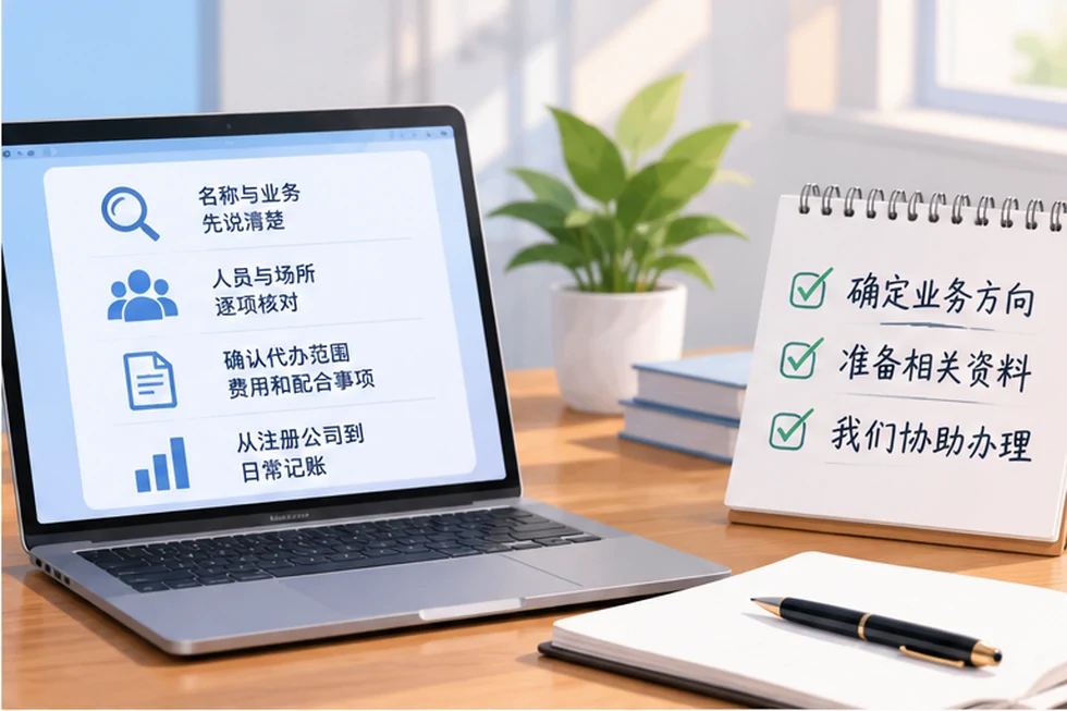 创业者一起整理开办计划的服务场景示意