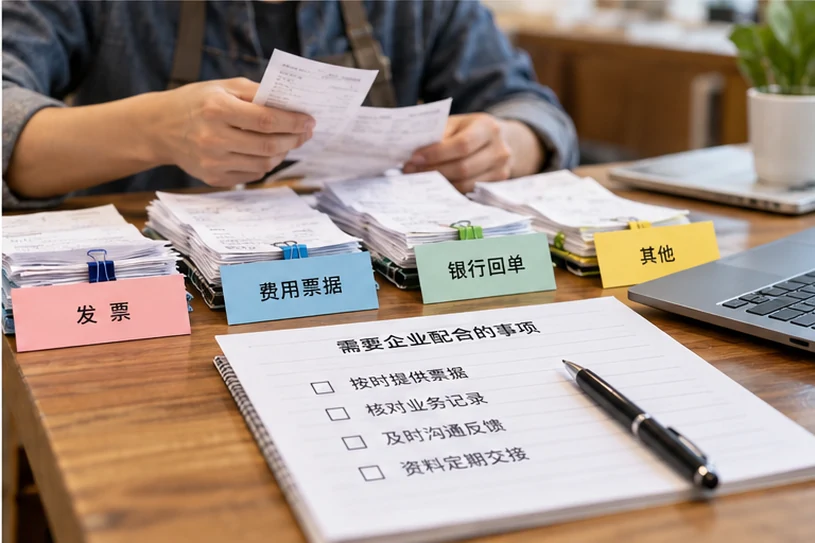 整理企业票据与日常账务资料的服务场景示意