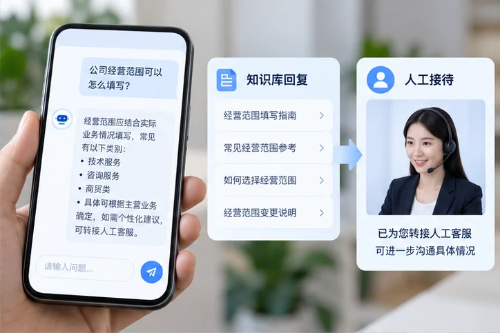 在线客服接待与咨询整理的服务场景示意