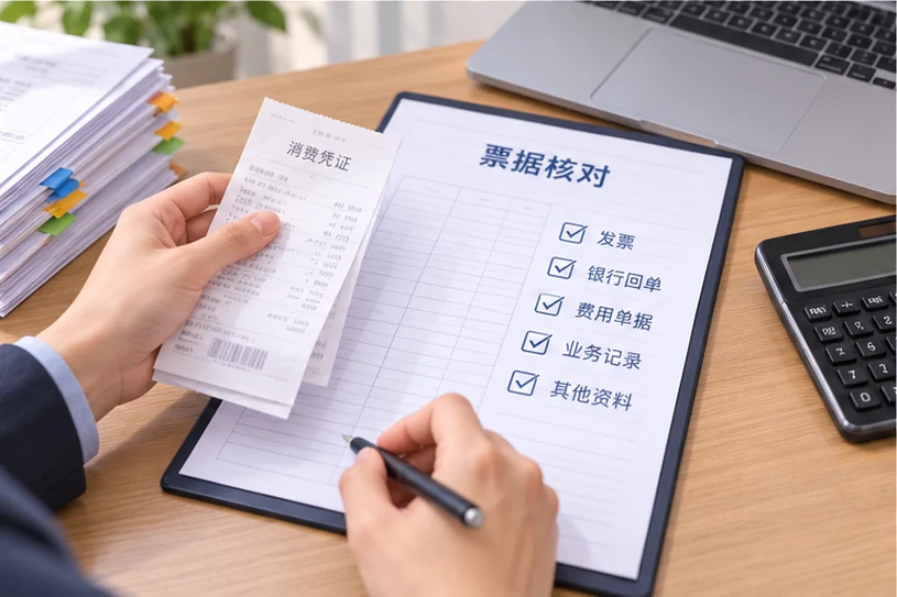 整理企业票据与日常账务资料的服务场景示意