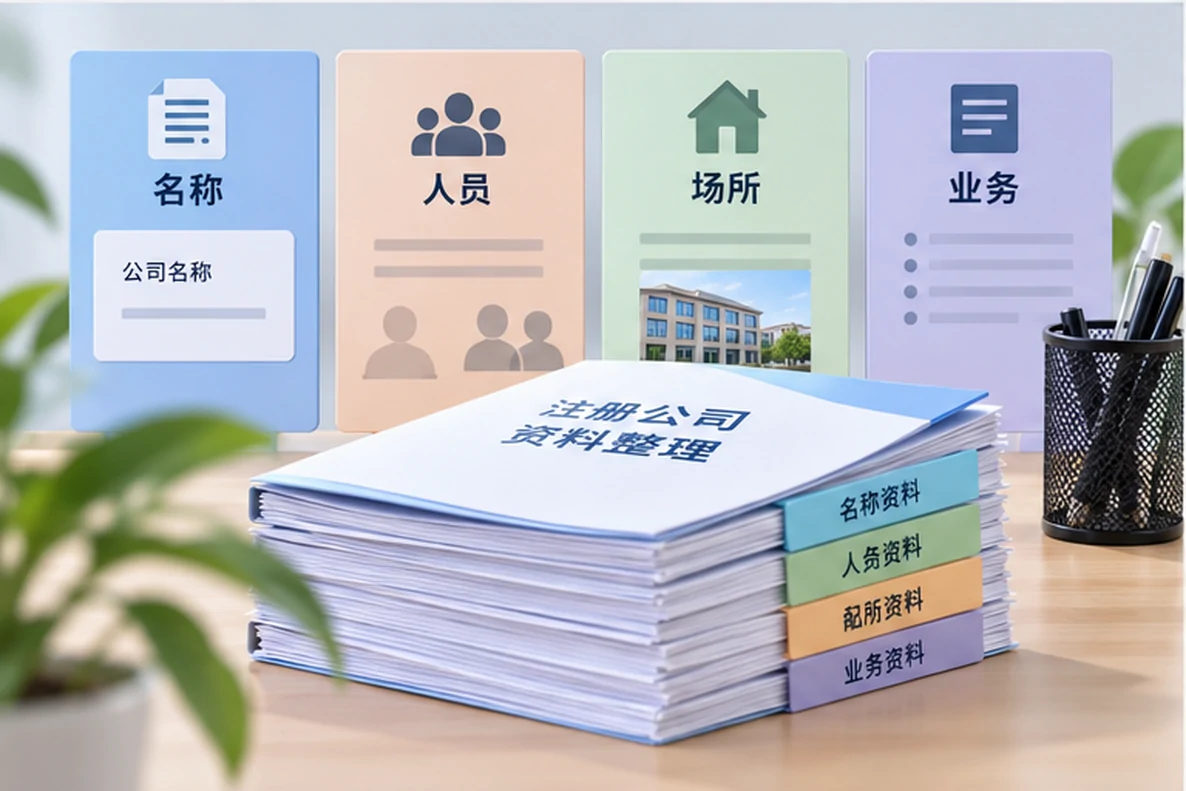 核对注册公司资料与办理事项的服务场景示意