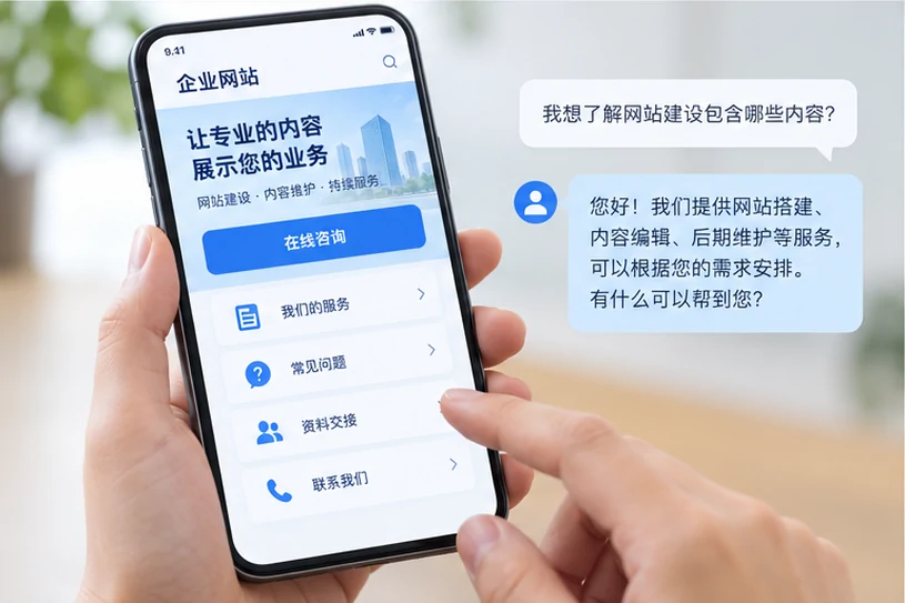 企业网站展示业务与服务信息的场景示意