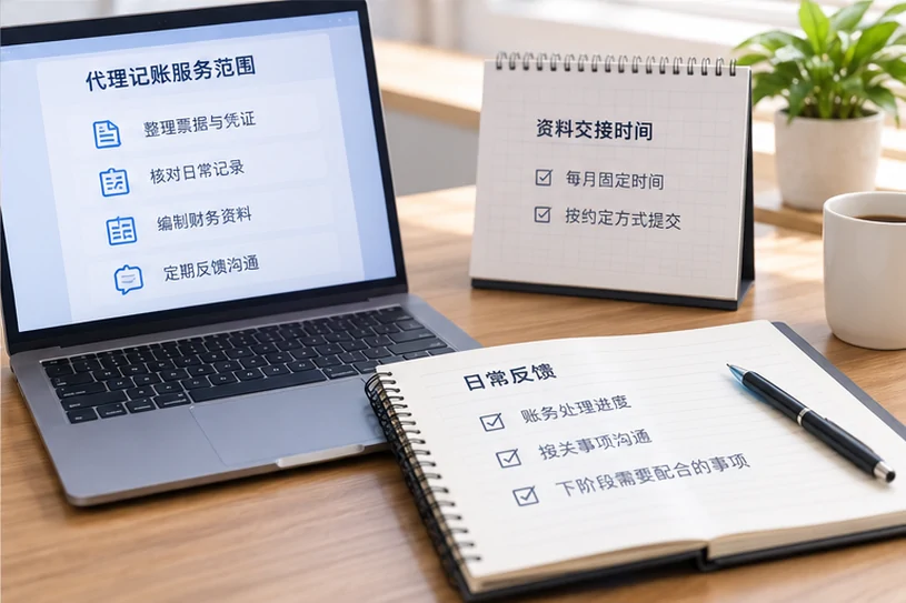 整理企业票据与日常账务资料的服务场景示意