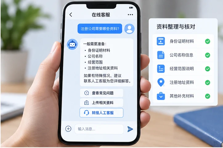 在线客服接待与咨询整理的服务场景示意