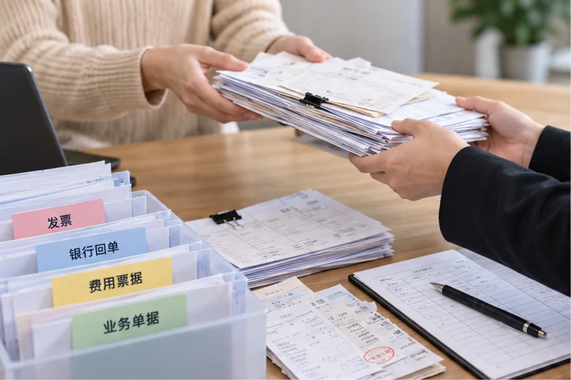 整理企业票据与日常账务资料的服务场景示意