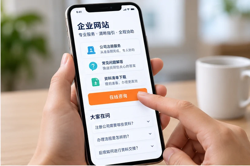 企业网站展示业务与服务信息的场景示意
