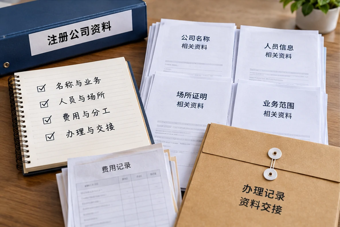 核对注册公司资料与办理事项的服务场景示意
