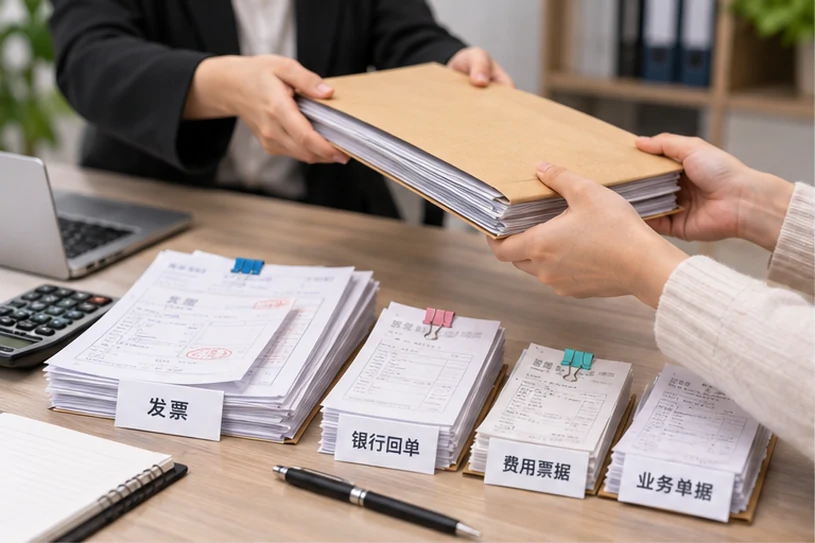整理企业票据与日常账务资料的服务场景示意