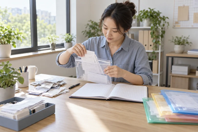 整理企业票据与日常账务资料的服务场景示意