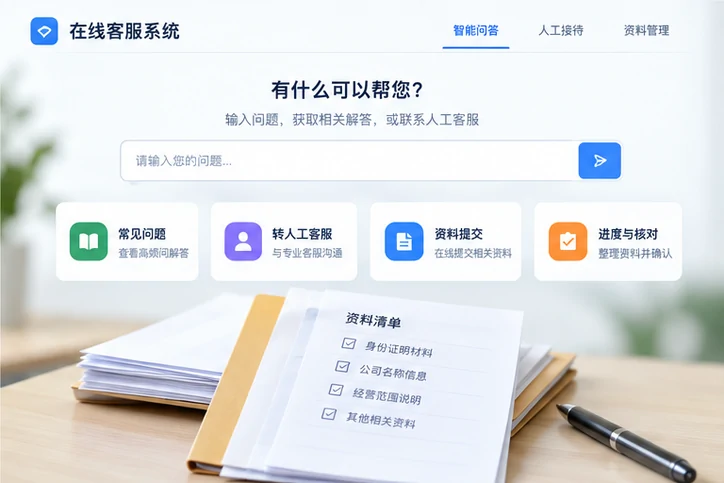 在线客服接待与咨询整理的服务场景示意