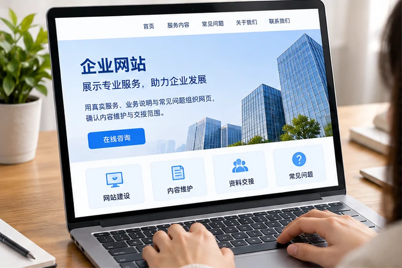 企业网站展示业务与服务信息的场景示意