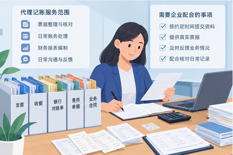 整理企业票据与日常账务资料的服务场景示意