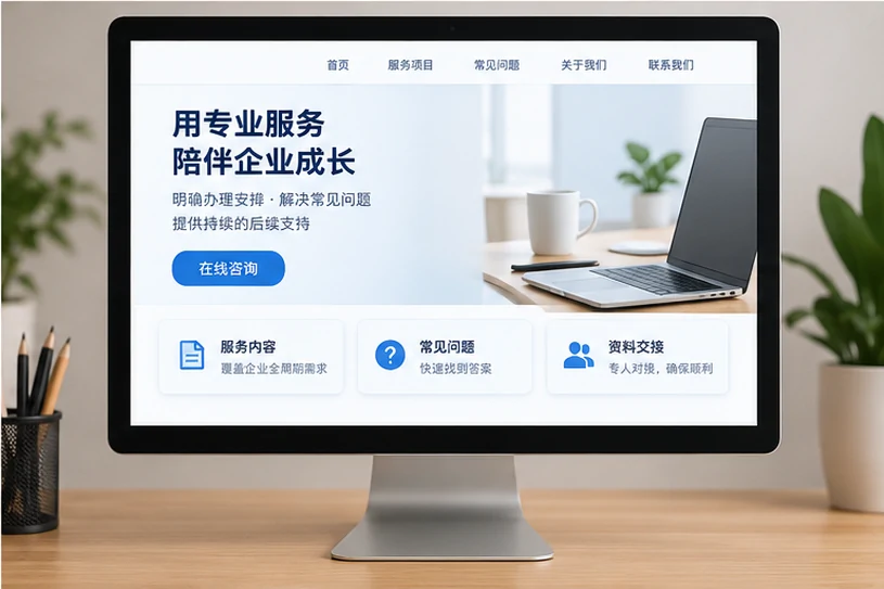 企业网站展示业务与服务信息的场景示意