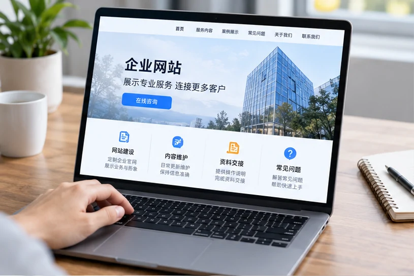 企业网站展示业务与服务信息的场景示意