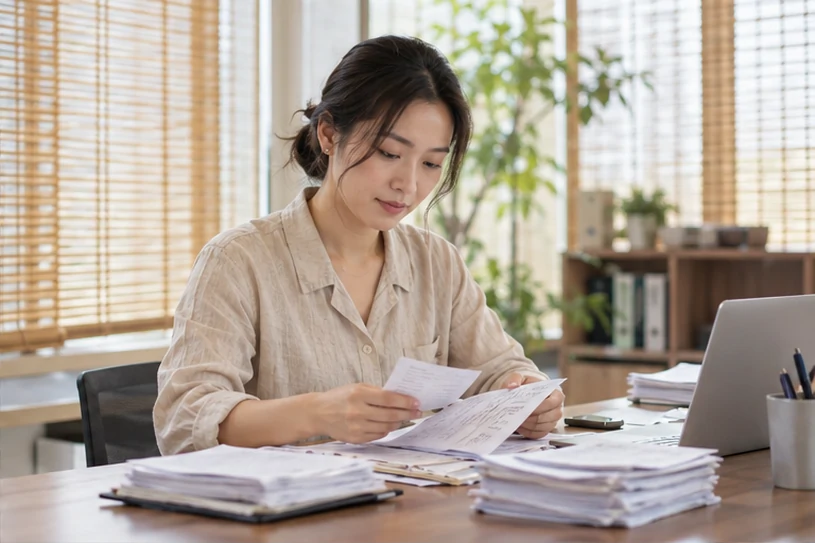 整理企业票据与日常账务资料的服务场景示意
