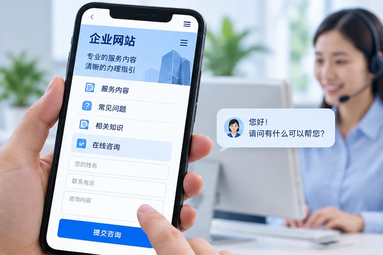 企业网站展示业务与服务信息的场景示意