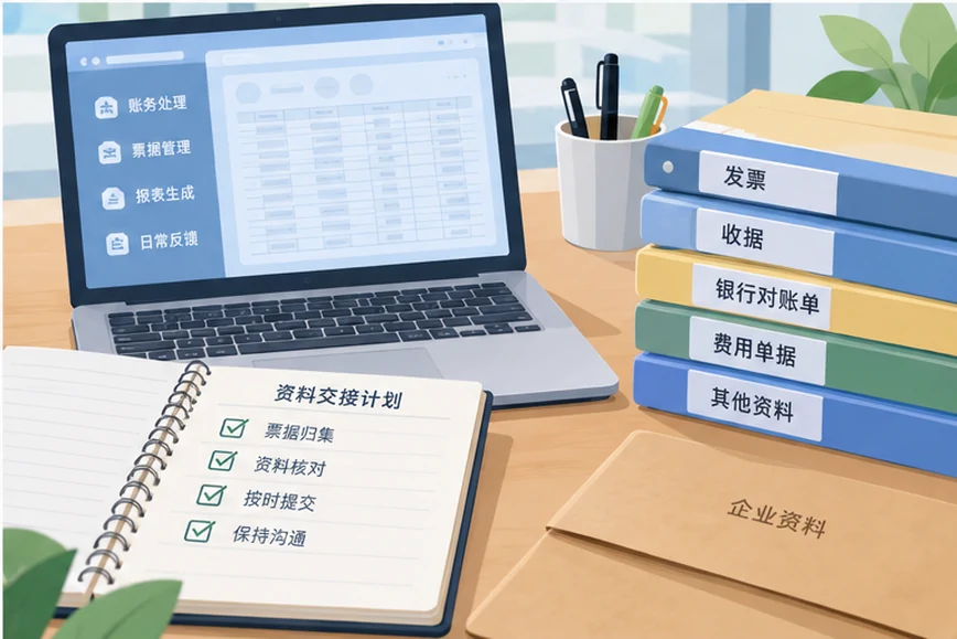整理企业票据与日常账务资料的服务场景示意