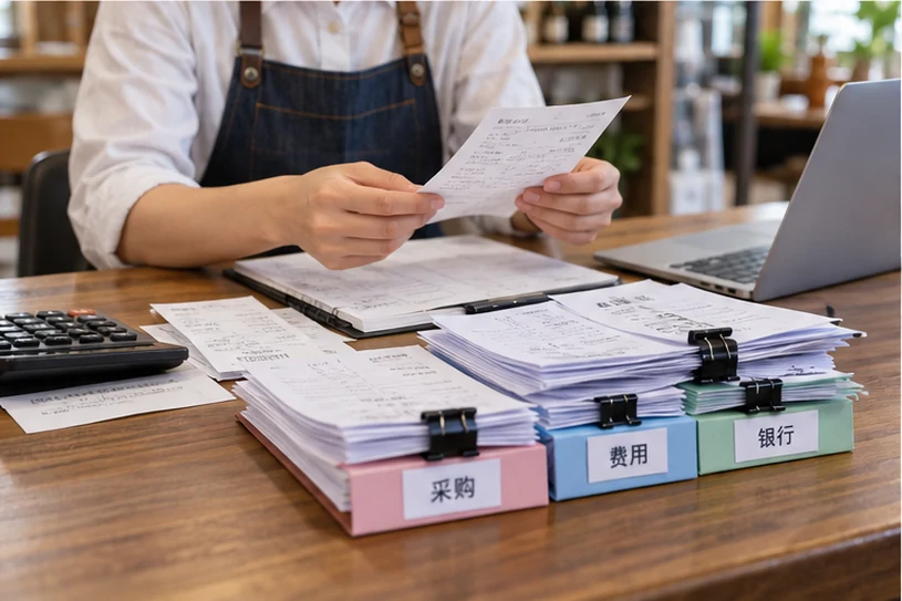 整理企业票据与日常账务资料的服务场景示意