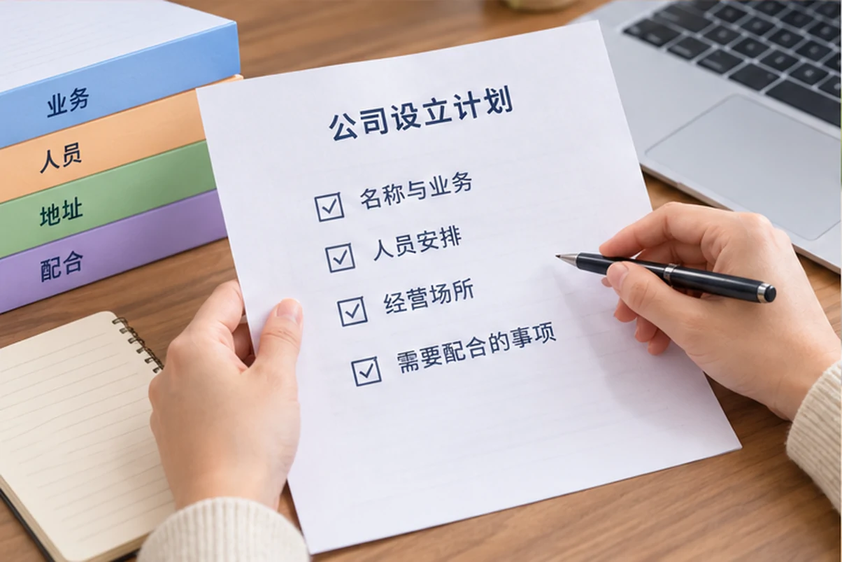 创业者一起整理开办计划的服务场景示意