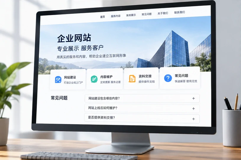 企业网站展示业务与服务信息的场景示意