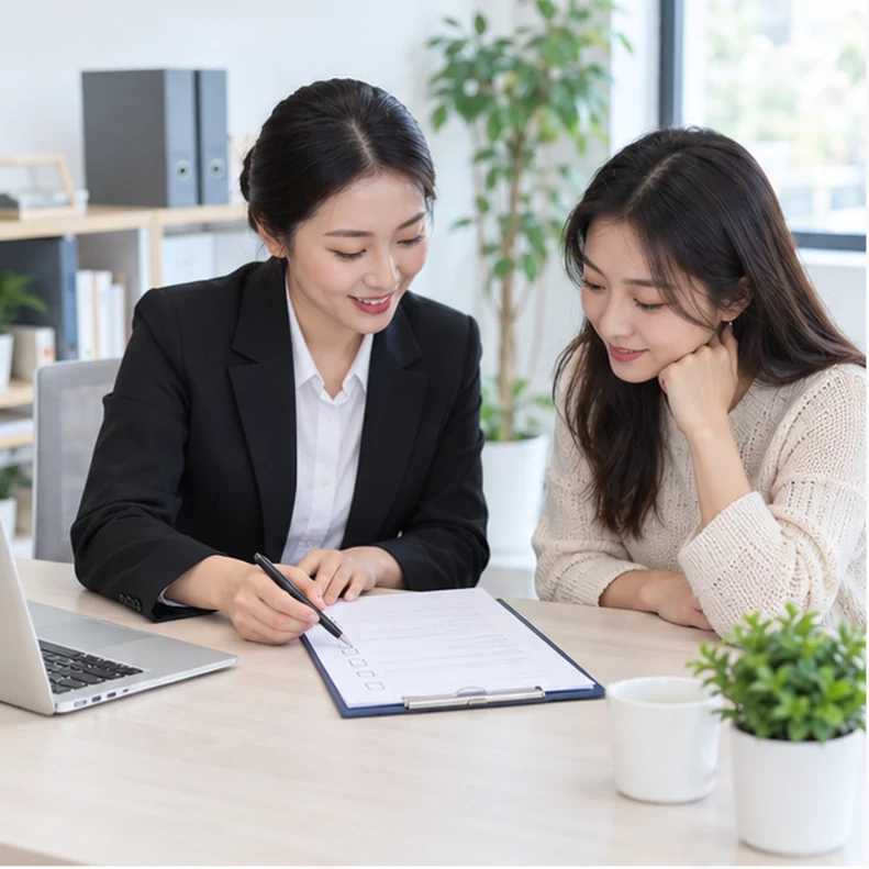核对注册公司资料与办理事项的服务场景示意