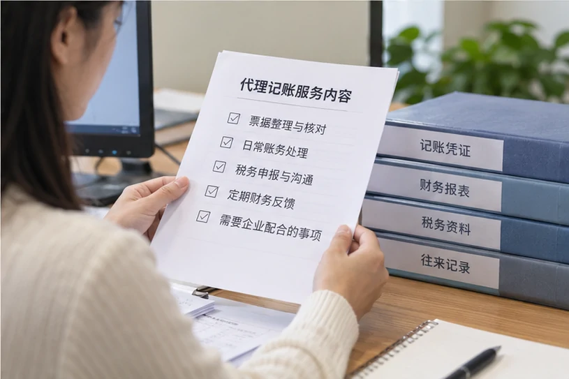 整理企业票据与日常账务资料的服务场景示意