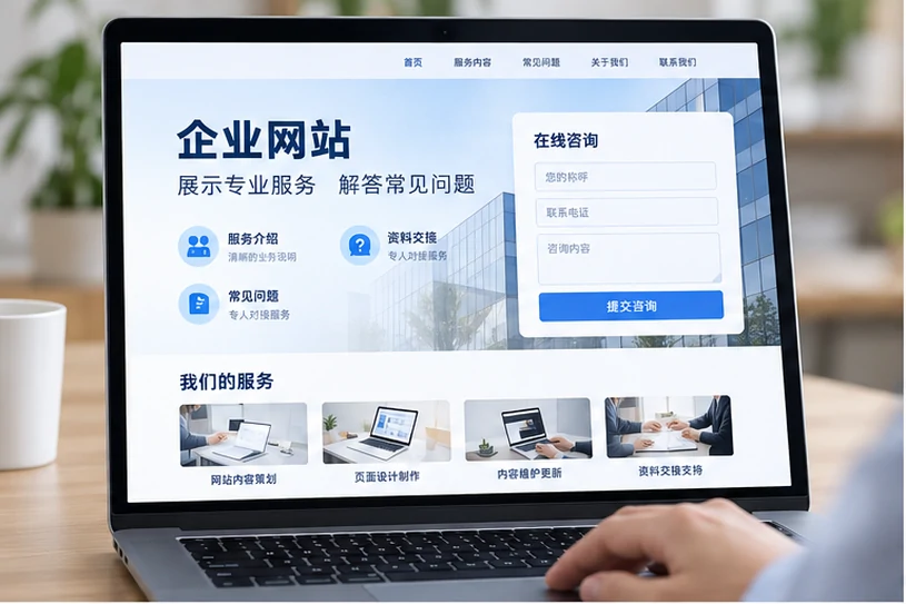 企业网站展示业务与服务信息的场景示意