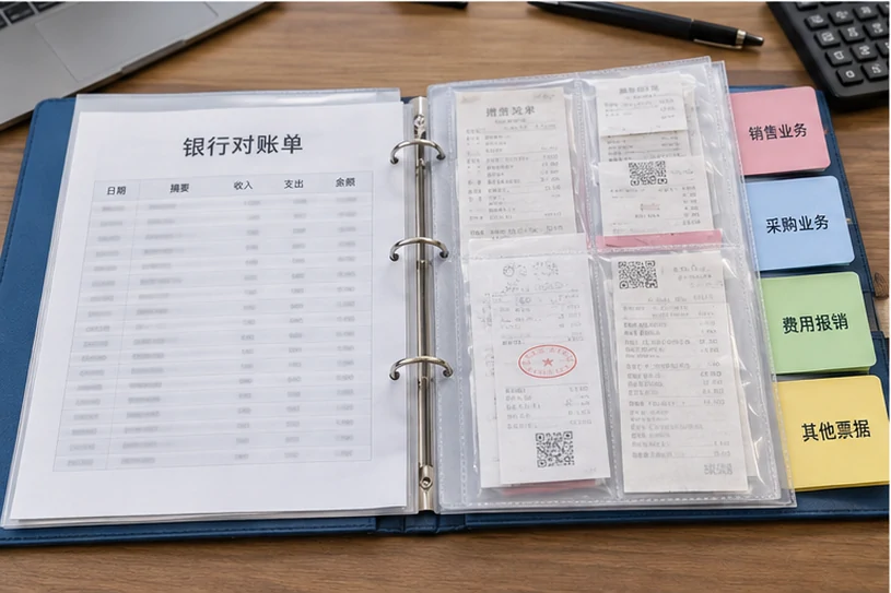 整理企业票据与日常账务资料的服务场景示意