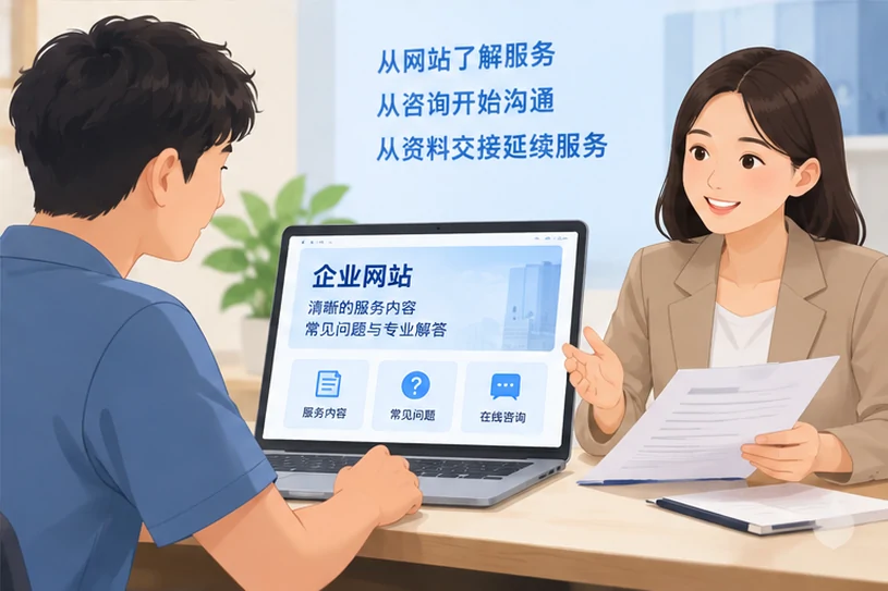 企业网站展示业务与服务信息的场景示意