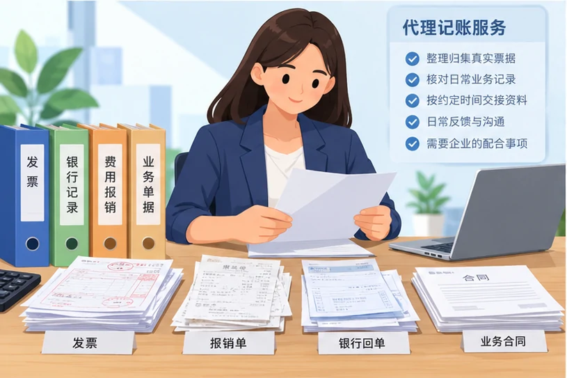 整理企业票据与日常账务资料的服务场景示意