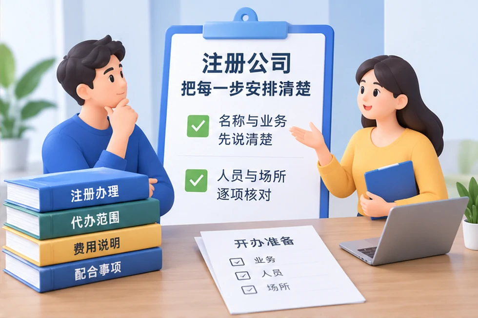 创业者一起整理开办计划的服务场景示意