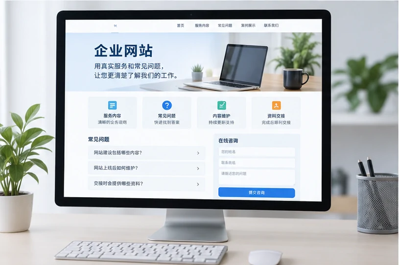 企业网站展示业务与服务信息的场景示意