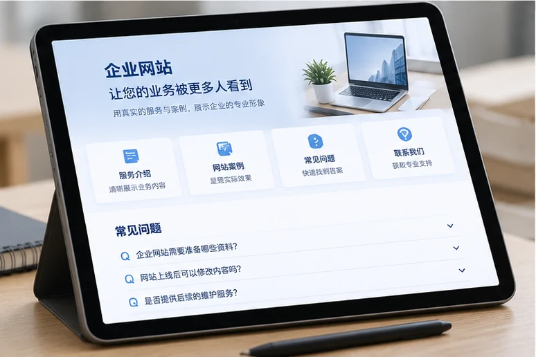 企业网站展示业务与服务信息的场景示意