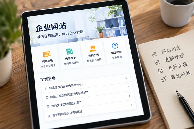 企业网站展示业务与服务信息的场景示意