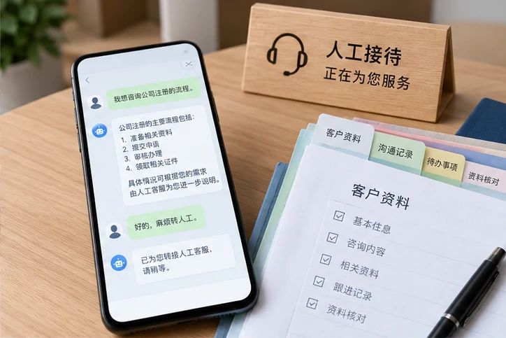 在线客服接待与咨询整理的服务场景示意