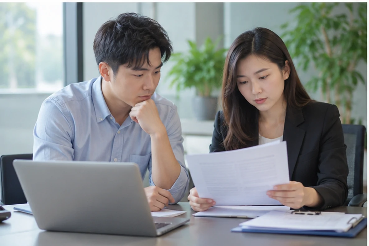 核对注册公司资料与办理事项的服务场景示意
