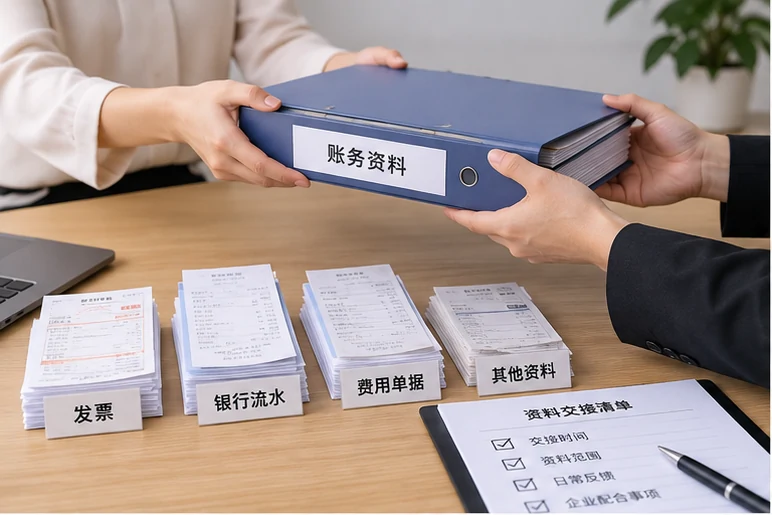 整理企业票据与日常账务资料的服务场景示意