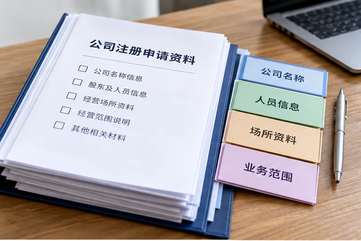 核对注册公司资料与办理事项的服务场景示意