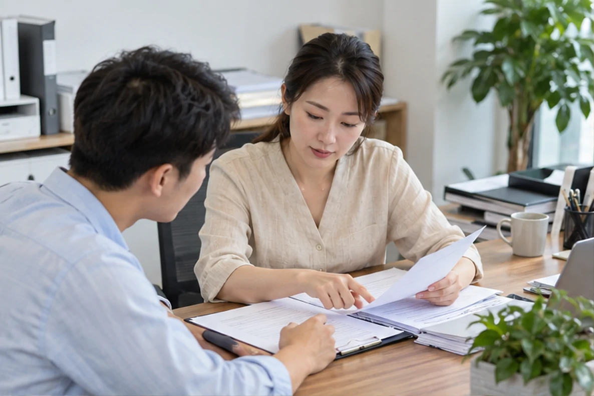核对注册公司资料与办理事项的服务场景示意