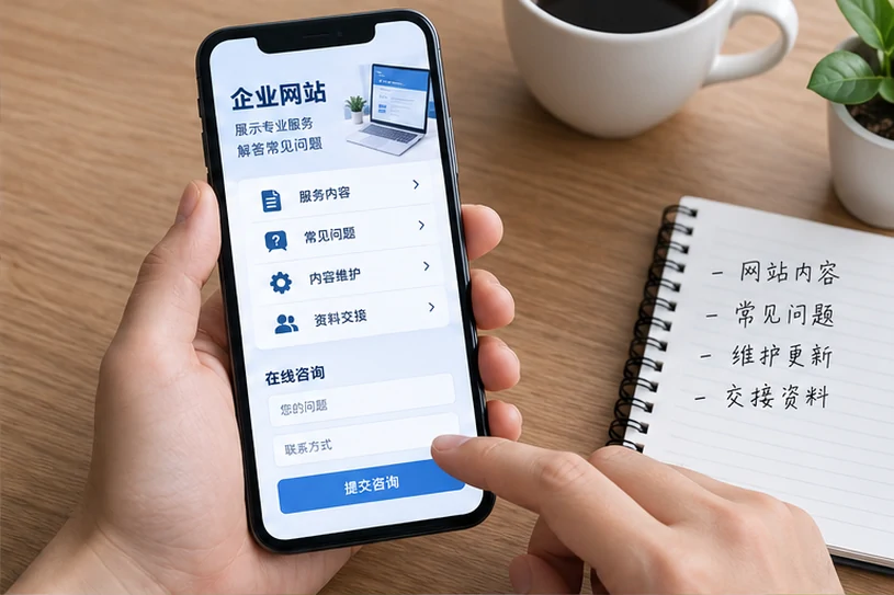 企业网站展示业务与服务信息的场景示意