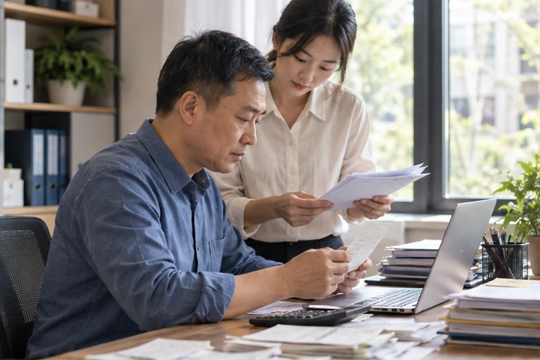 整理企业票据与日常账务资料的服务场景示意