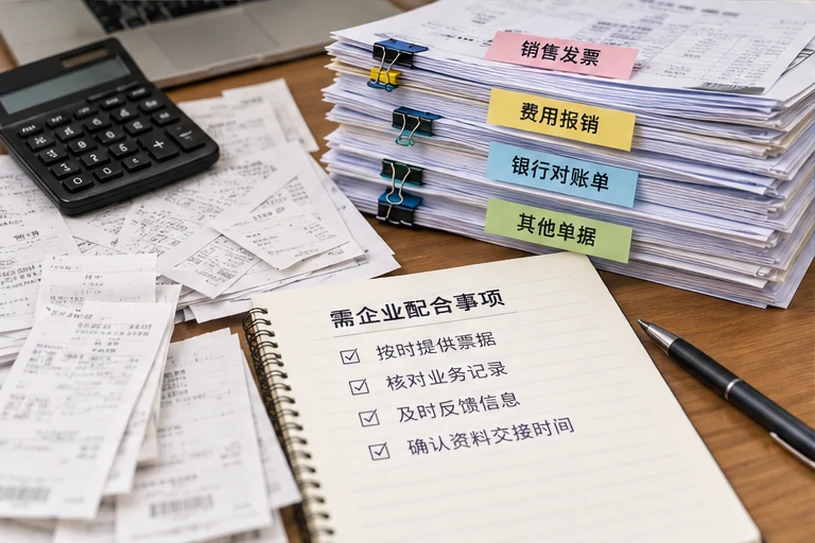 整理企业票据与日常账务资料的服务场景示意