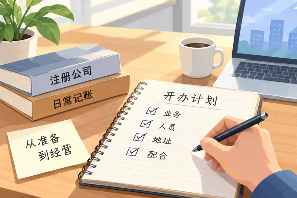 创业者一起整理开办计划的服务场景示意