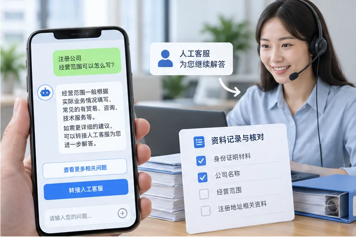 在线客服接待与咨询整理的服务场景示意