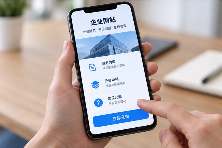 企业网站展示业务与服务信息的场景示意