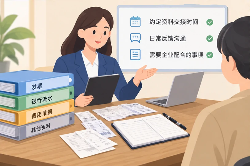 整理企业票据与日常账务资料的服务场景示意