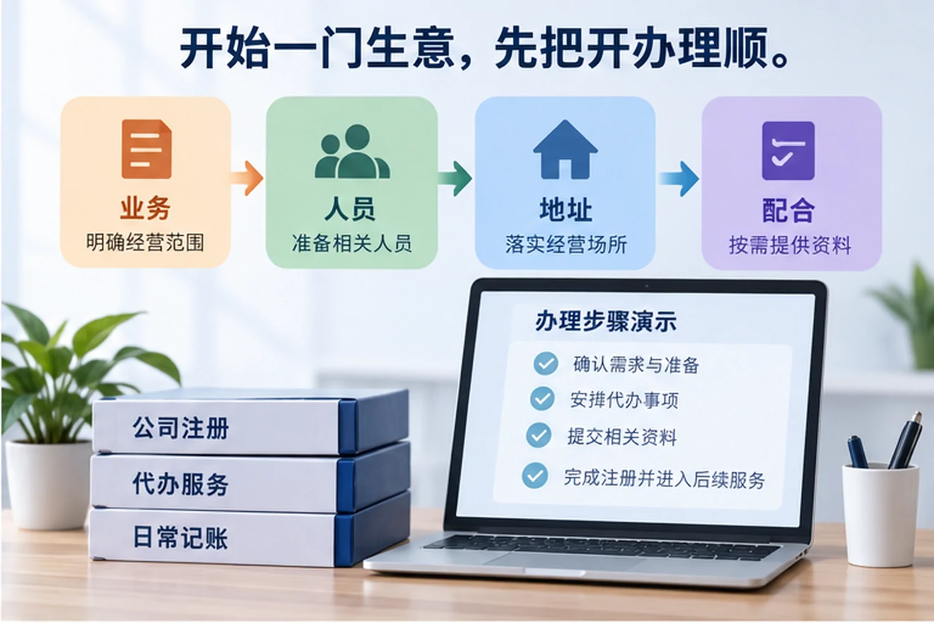 创业者一起整理开办计划的服务场景示意