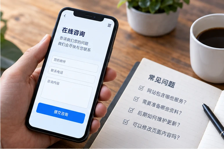 企业网站展示业务与服务信息的场景示意