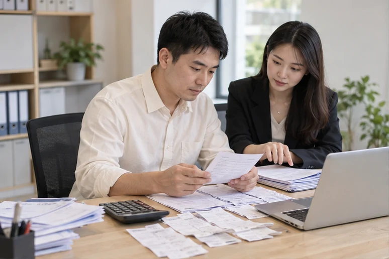 整理企业票据与日常账务资料的服务场景示意