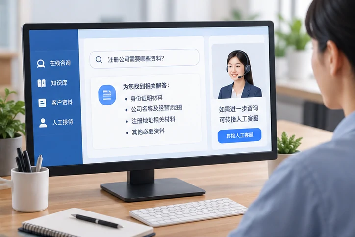 在线客服接待与咨询整理的服务场景示意